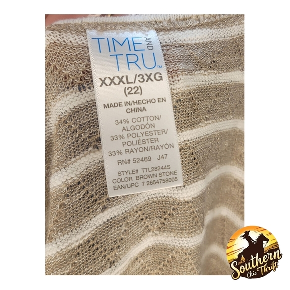 TIME AND TRU - 3X Striped Tan Sweater - Picture 4 of 4